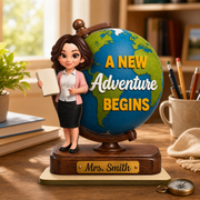 A New Adventure Begins Personalized Teacher Globe Plaque