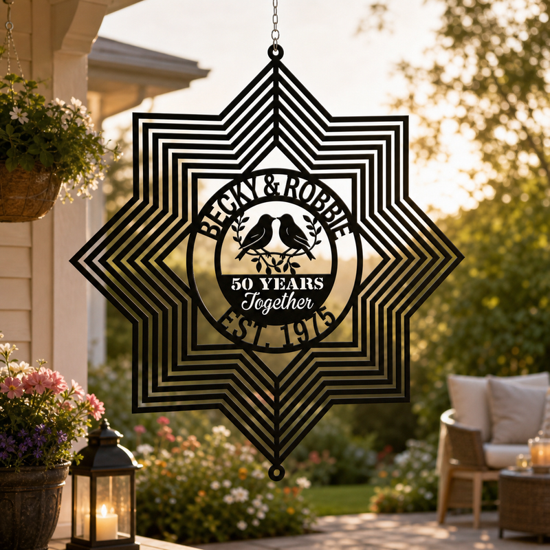 Love That Lasts – Custom Anniversary Wind Spinner with Names & Year - lifestyle photo