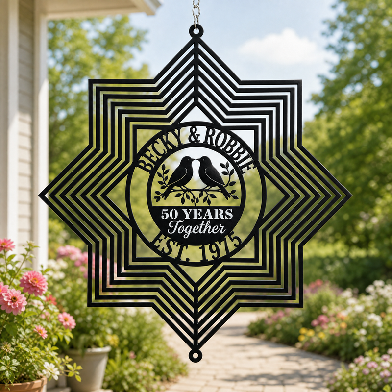 Love That Lasts – Custom Anniversary Wind Spinner with Names & Year