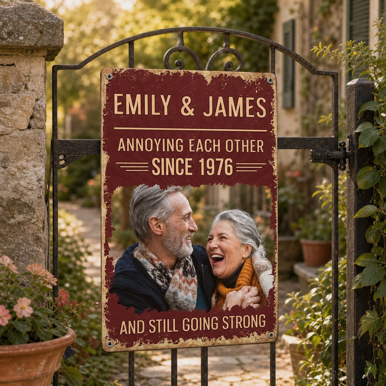 Annoying Each Other Since Custom Year Couple Photo Metal Sign - lifestyle photo