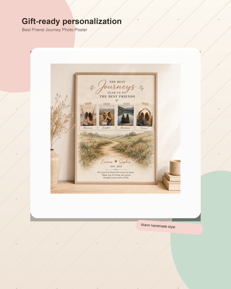 Personalized Best Friend Journey Photo Poster - Gallery and ad lifestyle