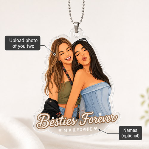 Best Friends Portrait Car Ornament Made from Your Photo - personalization guide