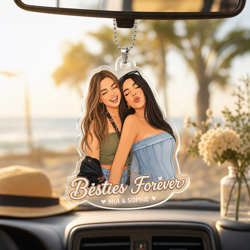 Best Friends Portrait Car Ornament Made from Your Photo - lifestyle photo