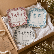 Friendship in Bloom Toile Jewelry Dish with Birth Flowers & Names