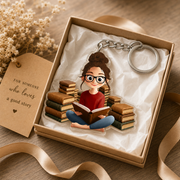 Book Lover Reading Nook Keychain Drawn from Your Photo