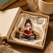 Book Lover Reading Nook Keychain Drawn from Your Photo
