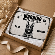 Area Patrolled By Custom Dog Sketch Metal Warning Sign