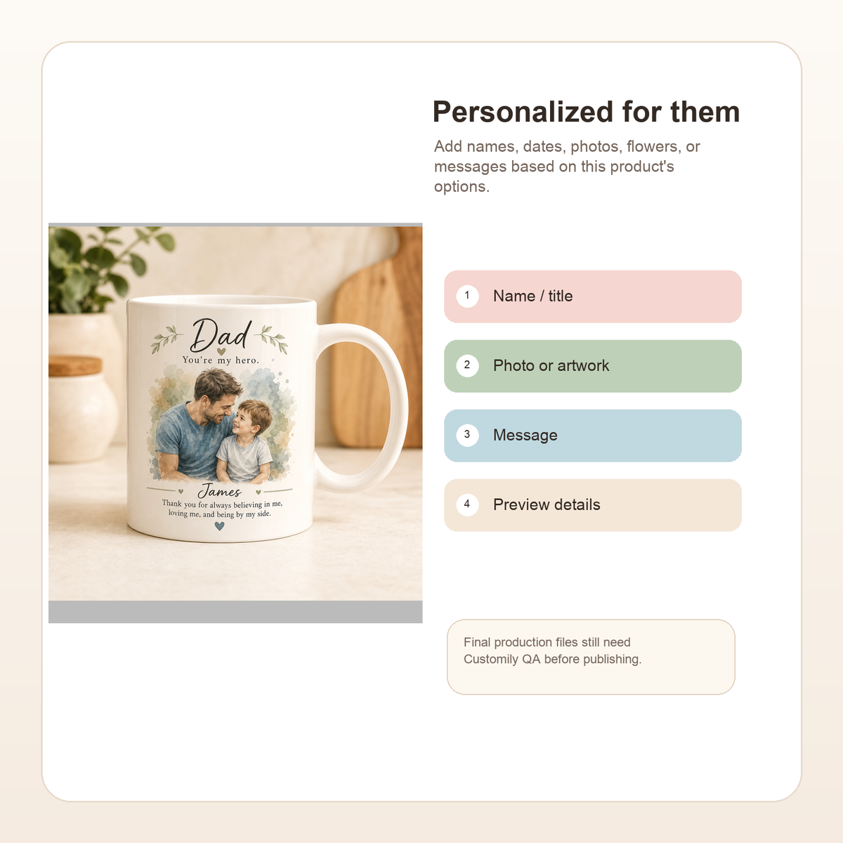 Custom Watercolor Dad Photo Mug - Show personalization result