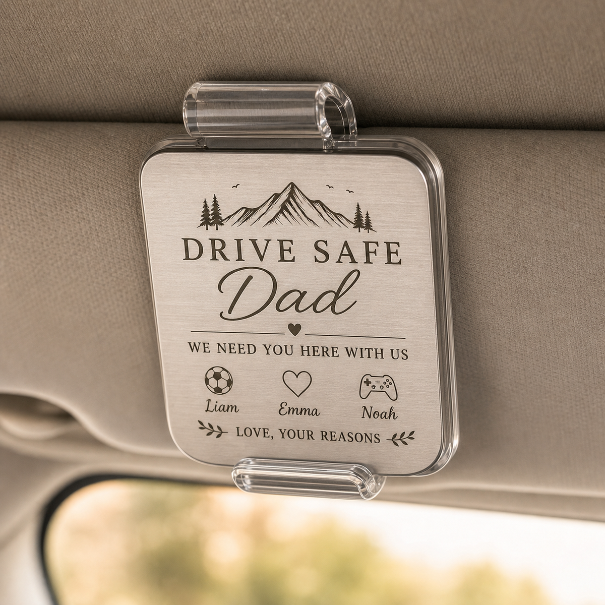 Dad Drive Safe Photo Car Visor Clip
