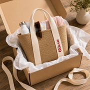 Sun-Ready Woven Straw Tote with Colorful Embroidered Name