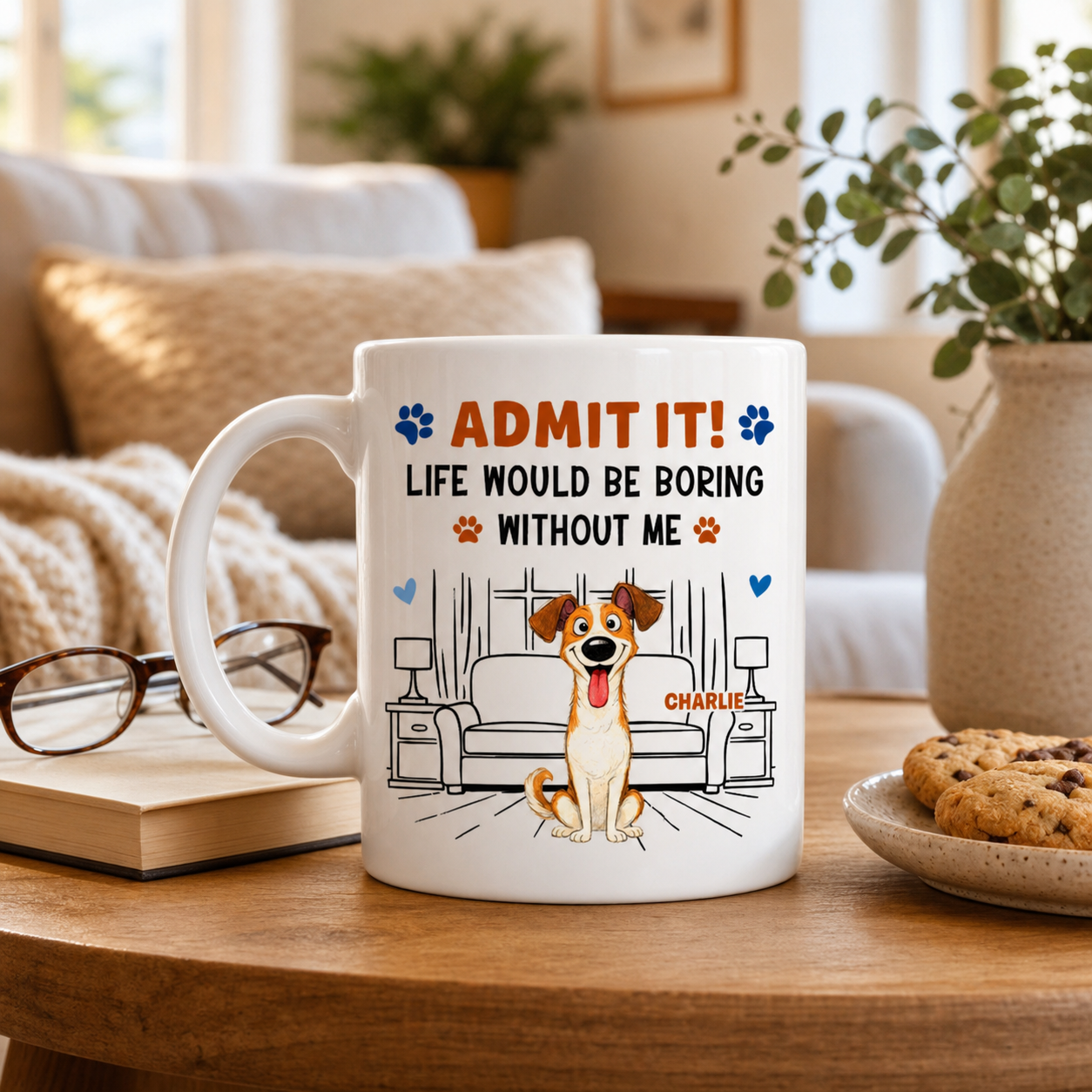 Admit It! Life Would Be Boring Without Me – Custom Dog Mug - lifestyle photo