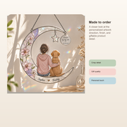 Personalized Girl & Dog Moon Suncatcher