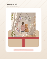 Personalized Girl & Dog Moon Suncatcher