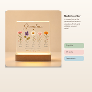 Personalized Grandma Birth Flower LED Night Light