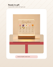 Personalized Grandma Birth Flower LED Night Light