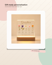 Personalized Grandma Birth Flower LED Night Light