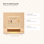 Personalized Grandma Birth Flower LED Night Light