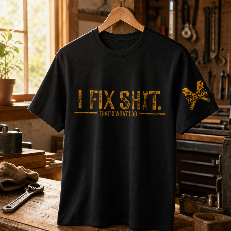 I Fix Sh!t That's What I Do Custom Name Sleeve T-Shirt - lifestyle photo
