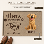 Home Is Where the Dog Is Personalized 3D-Effect Doormat with Name