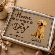 Home Is Where the Dog Is Personalized 3D-Effect Doormat with Name