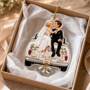 Just Married Couple on Vintage Car Personalized Acrylic Car Ornament