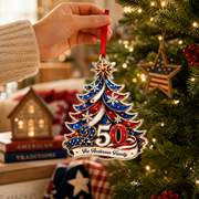 America 250 Patriotic Tree Family Name Acrylic Ornament