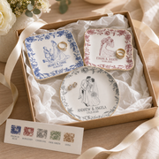 Your Photo as a Pencil Sketch Personalized Wedding Ring Dish