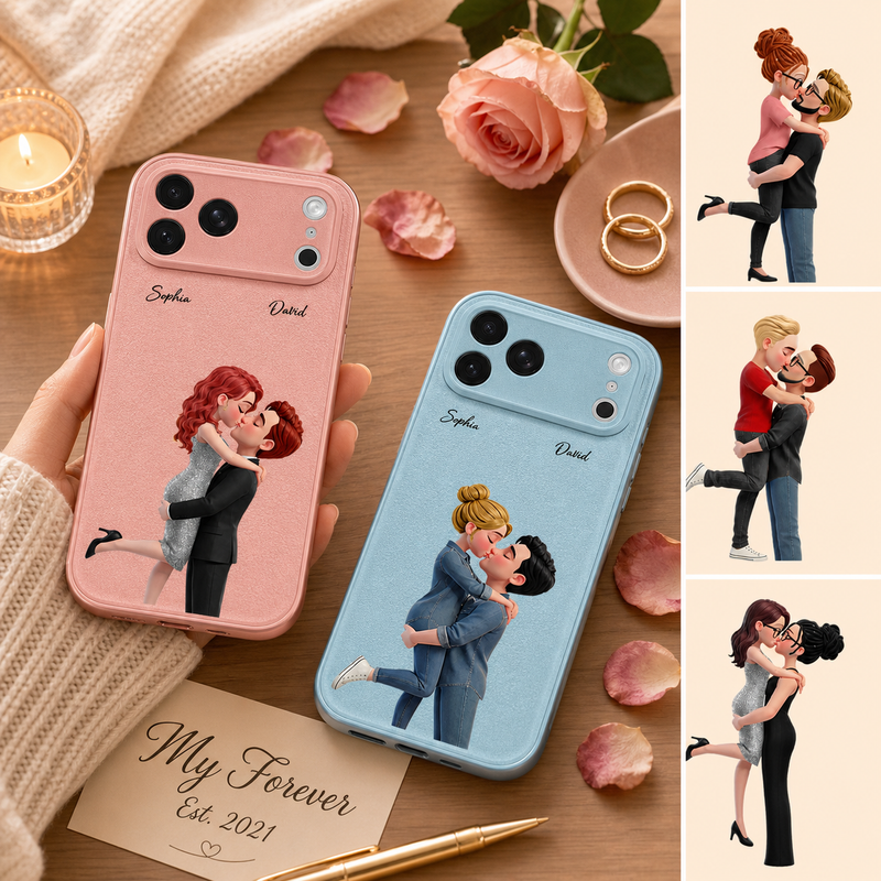 Personalized Couple Phone Case with Two Names & Pose Choices - lifestyle photo