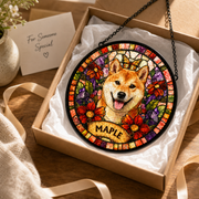Your Pet in Stained Glass – Custom Portrait Suncatcher with Name