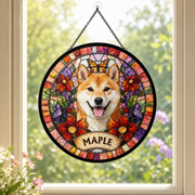 Your Pet in Stained Glass – Custom Portrait Suncatcher with Name