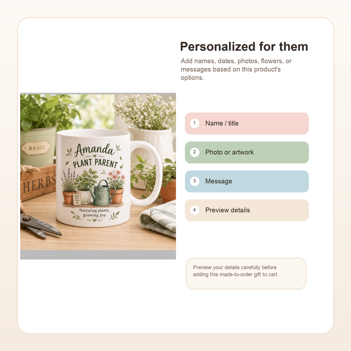 Personalized Plant Parent Garden Mug - Show personalization result