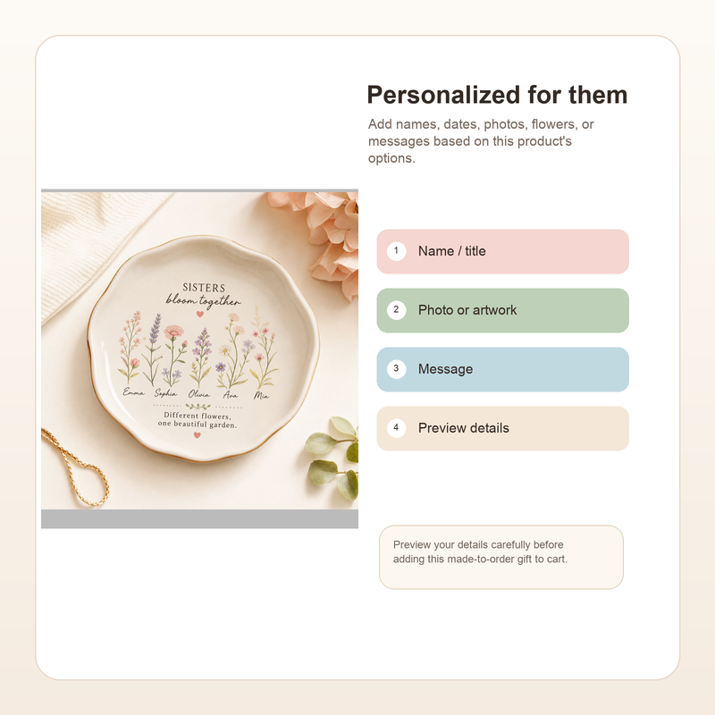 Personalized Sister Garden Jewelry Dish - Show personalization result