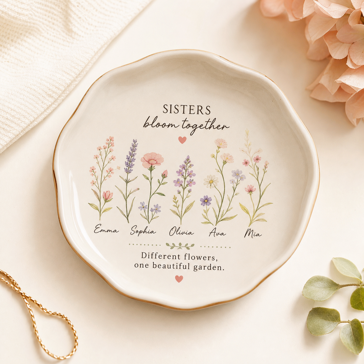 Personalized Sister Garden Jewelry Dish