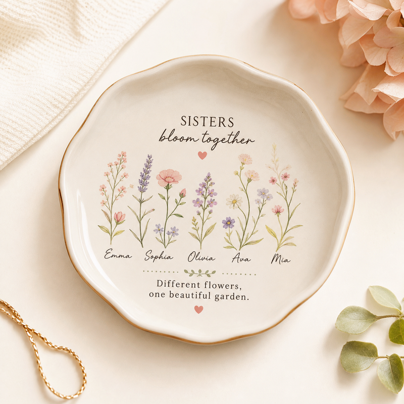 Personalized Sister Garden Jewelry Dish - Shopify first image