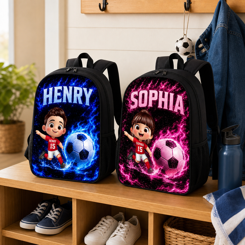 Game-Day Hero Soccer Backpack with Kid's Name & Jersey Number - lifestyle photo