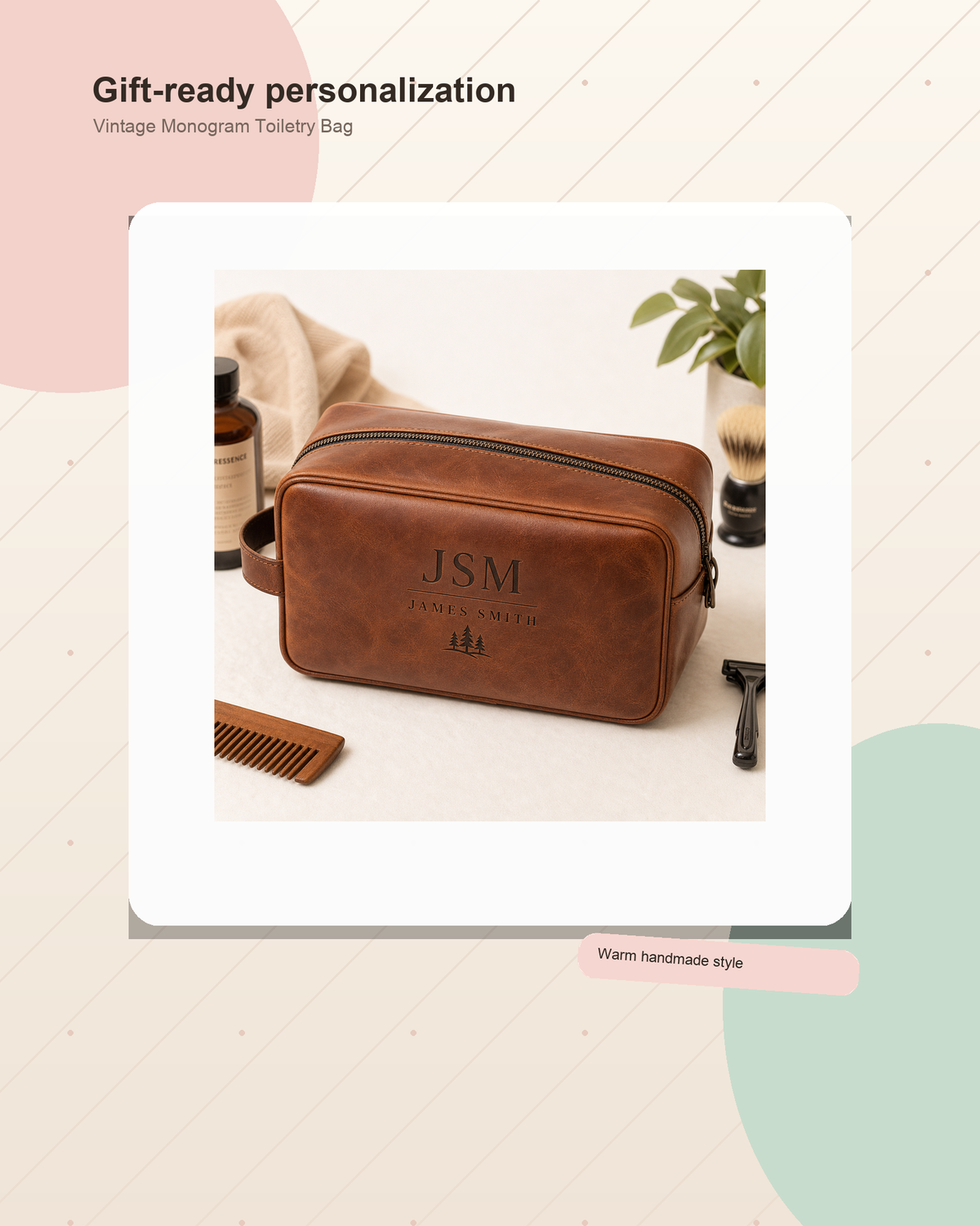 Personalized Vintage Monogram Toiletry Bag - Gallery and ad lifestyle