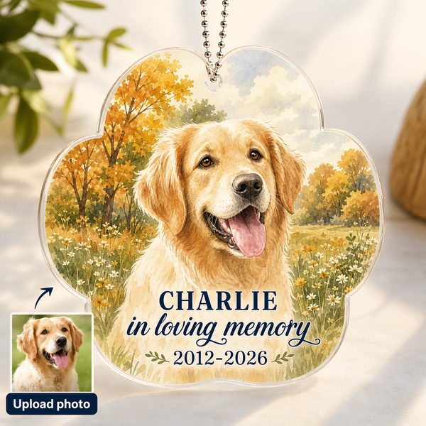 Personalized Watercolor Pet Memorial Car Ornament from Photo