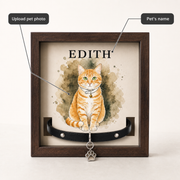 Watercolor Pet Portrait Memorial Frame with Collar Display