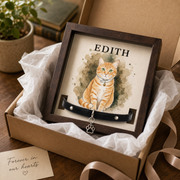 Watercolor Pet Portrait Memorial Frame with Collar Display