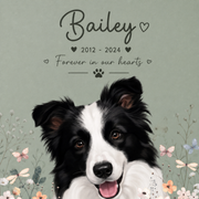 Forever in Our Hearts Pet Memorial Portrait Poster with Photo & Name