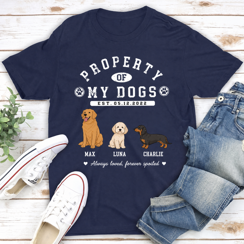 Property Of personalized dog t-shirt with custom dog portrait, name, and established year - personalization options