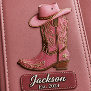 Personalized Cowgirl Boot Wallet Phone Case with Name