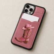 Personalized Cowgirl Boot Wallet Phone Case with Name