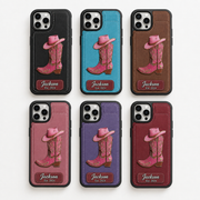 Personalized Cowgirl Boot Wallet Phone Case with Name