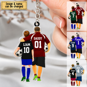 Personalized Soccer Dad & Child Keychain with Names & Jersey Numbers