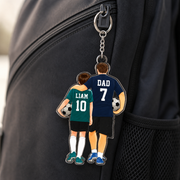 Personalized Soccer Dad & Child Keychain with Names & Jersey Numbers