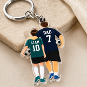 Personalized Soccer Dad & Child Keychain with Names & Jersey Numbers
