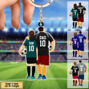 Personalized Soccer Dad & Child Keychain with Names & Jersey Numbers