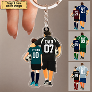 Personalized Soccer Dad & Child Keychain with Names & Jersey Numbers