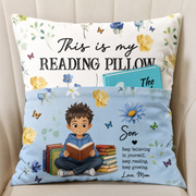 Personalized Reading Pillow with Book Pocket, Name & Birth Flower